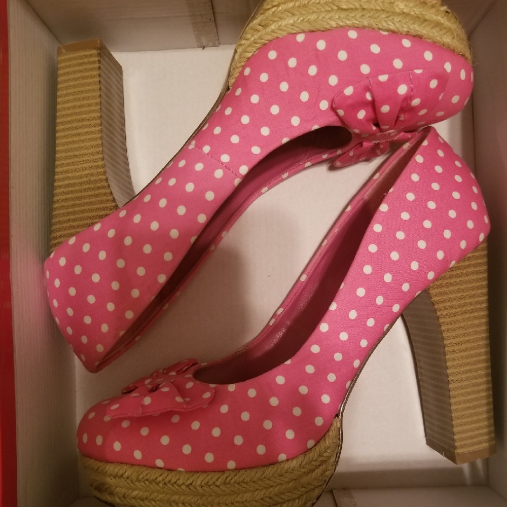 Pink and White Polka Dot Heels